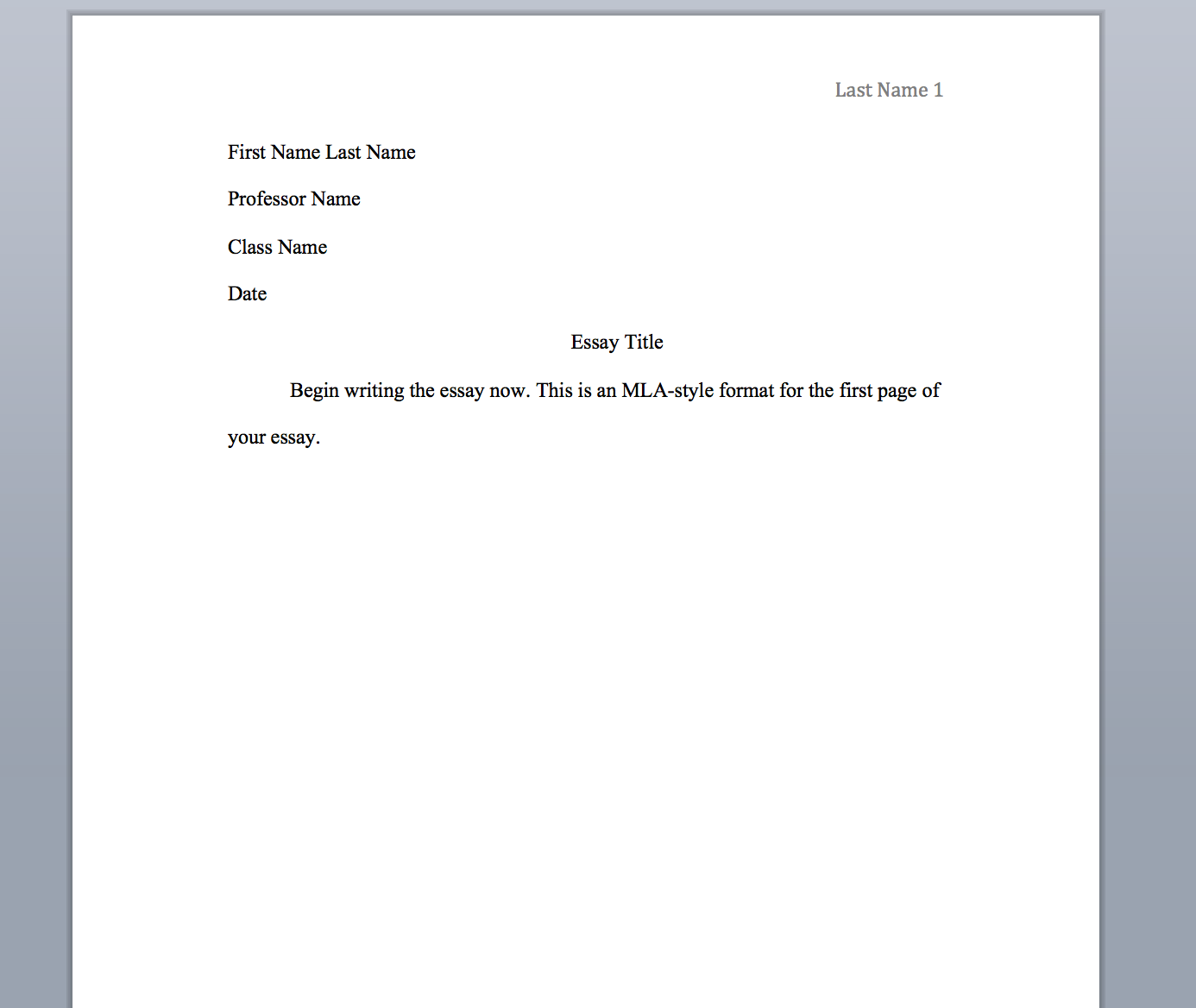 font size for my essay