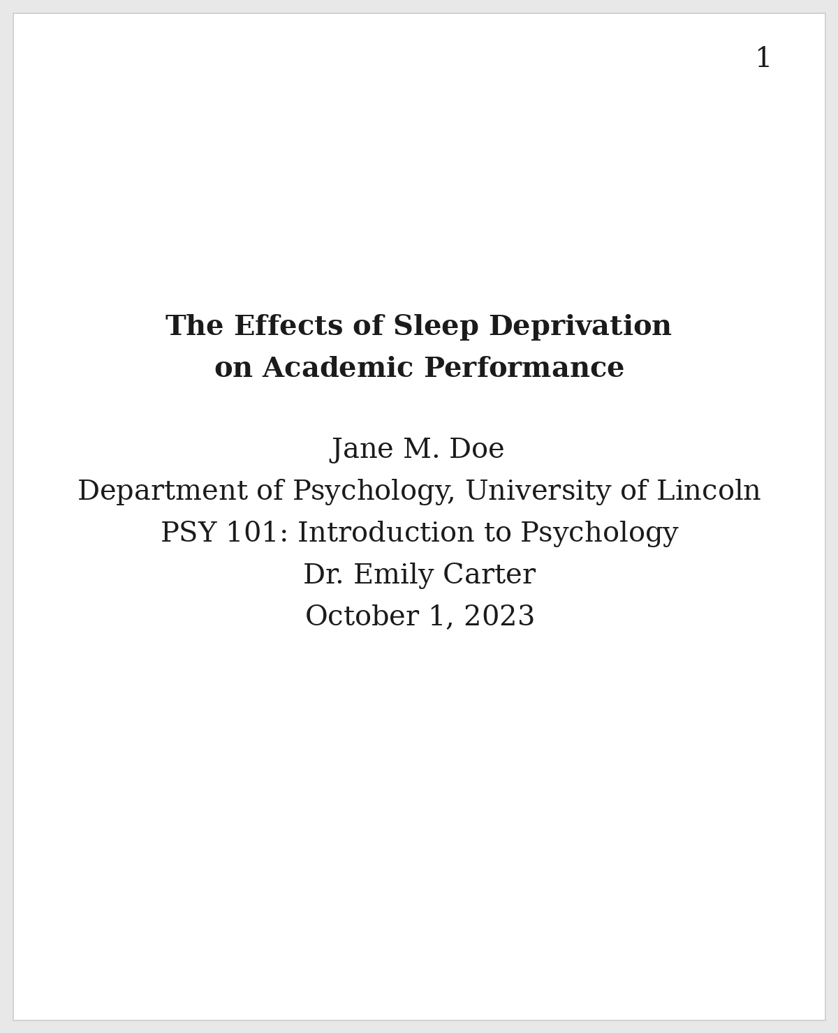 APA essay cover page example