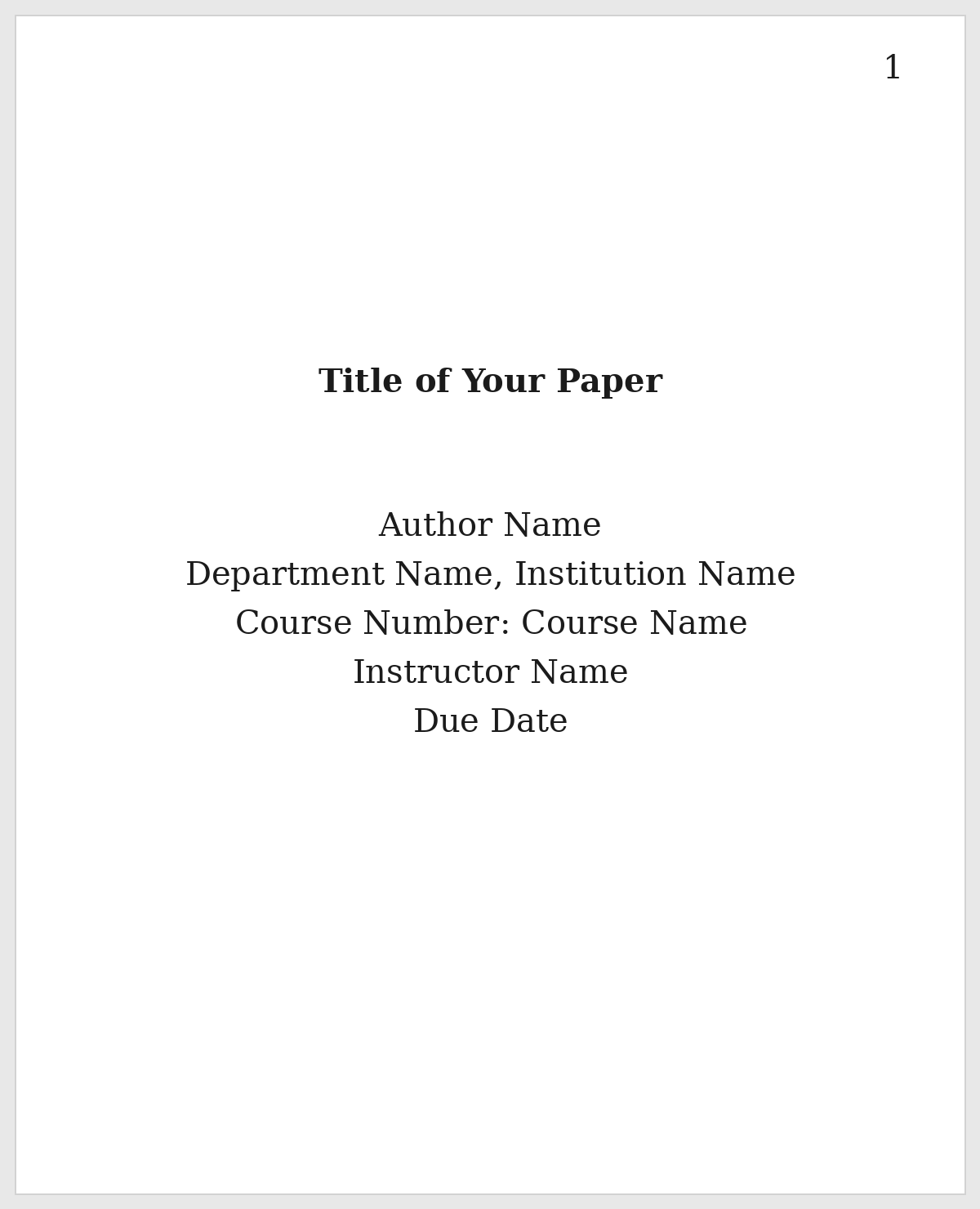 APA essay cover page template