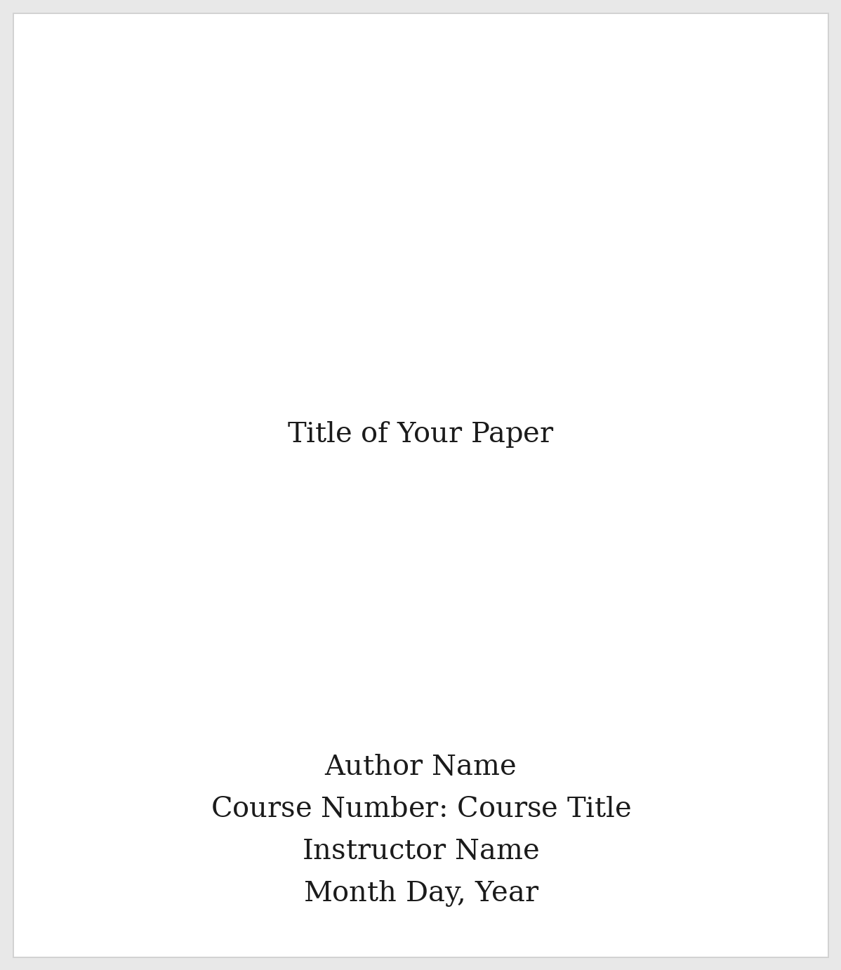 Chicago essay cover page template