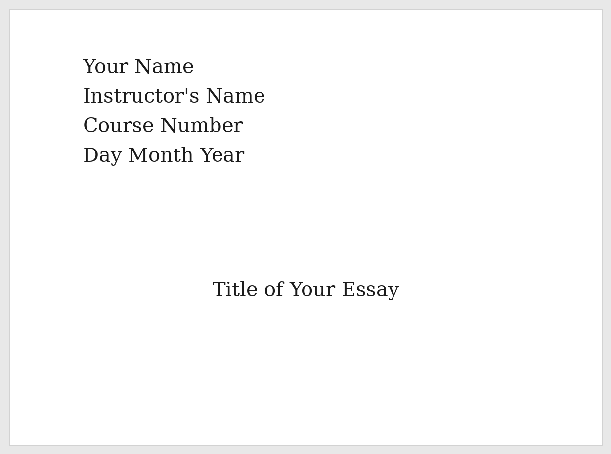 MLA essay cover page template