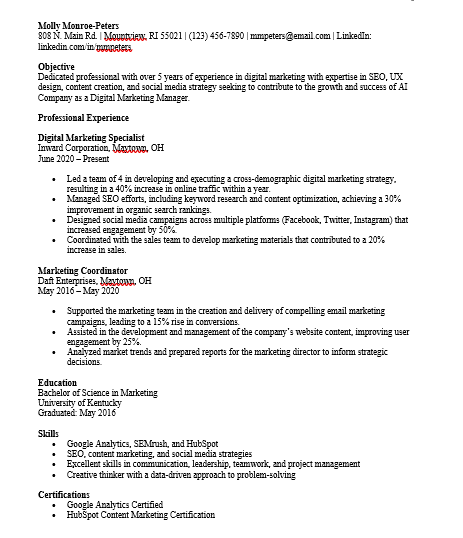 resume example